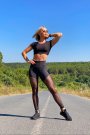 Lismina Kadın Dar Kesim Ekstra Yüksek Bel Tül Detaylı Siyah Spor Tayt
