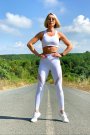 Lismina Kadın Dar Kesim Tül Detaylı Yüksek Bel Siyah Spor Tayt Fitness