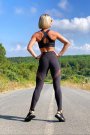 Lismina Kadın Dar Kesim Tül Detaylı Yüksek Bel Siyah Spor Tayt Fitness